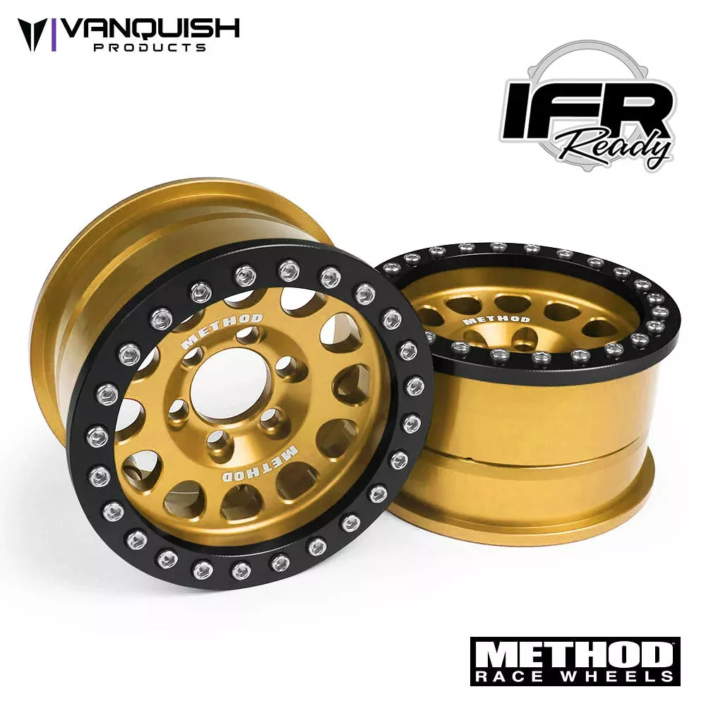 Vanquish Products VPS07921 Gold and Black Method 105 1.9" Beadlock Wheel