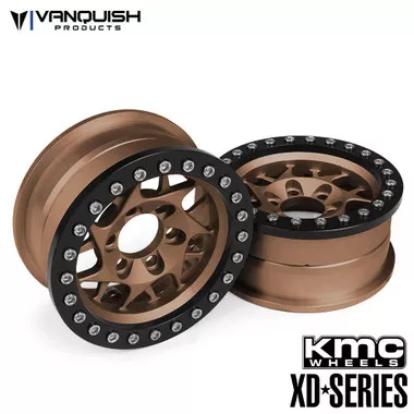 Vanquish VPS07716 1.9 Aluminum KMC XD127 Bully Beadlock Bronze Wheels (2)