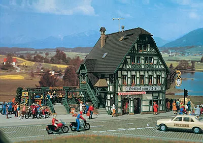 Vollmer 43736 HO Scale Adler Inn w/Beer Garden -- 8-1/4 x 5-1/8"21 x 13cm
