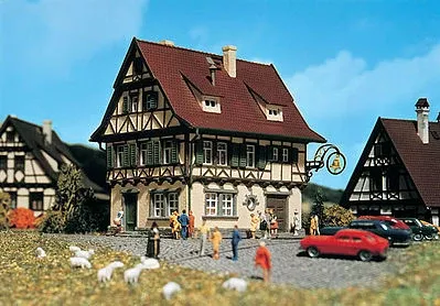 Vollmer 47731 N Scale Half-Timbered Inn -- 3-1/4 x 2-7/8" 8.3 x 7.2cm