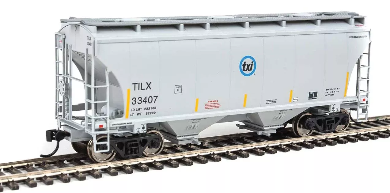 Walthers 910-7551 HO 39' Trinity 3281 2-Bay Covered Hopper txi TILX 33407