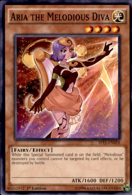YuGiOh 2015 Star Pack ARC-V Shatterfoil Rare Aria the Melodious Diva SP15-EN018