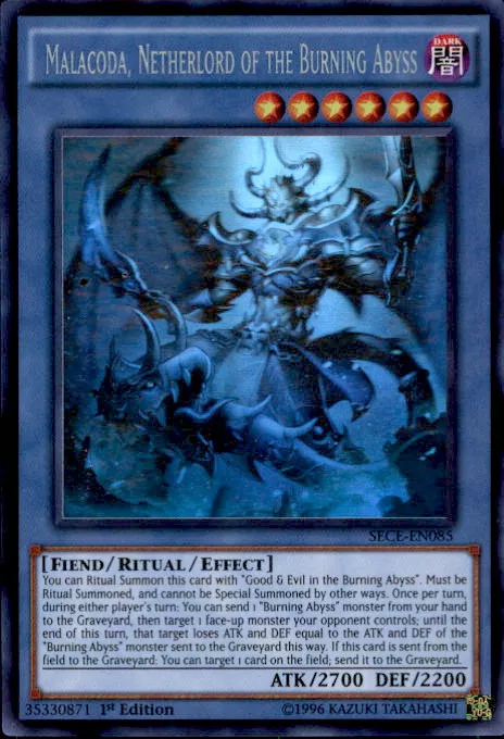 YuGiOh Secrets of Eternity Ghost Rare Malacoda, Netherlord of the Burning Abyss SECE-EN085