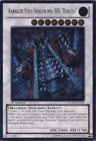 YuGiOh YuGiOh 5D's Storm of Ragnarok Ultimate Rare Karakuri Steel Shogun mdl 00X "Bureido" STOR-EN042