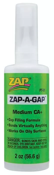 Zap PT01 Adhesives Zap-A-Gap CA+ Glue 2 oz