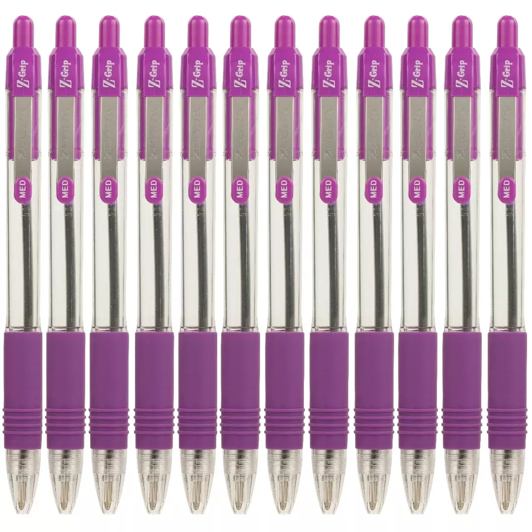 Zebra Z-Grip 1.0 mm Ballpoint Pen - Violet (Pack of 12